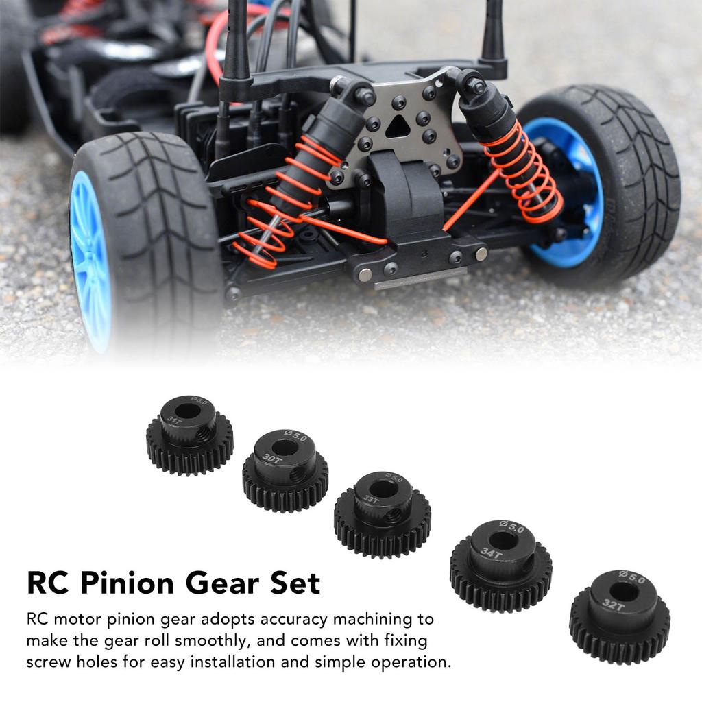 Набор шестерен RC 5 шт 30T 31T 32T 33T 34T Высокая твердость 48DP 5,0 мм Низкий уровень шума RC Аксессуары с установочными винтами для 1:10 Радиоуправляемых машинок
