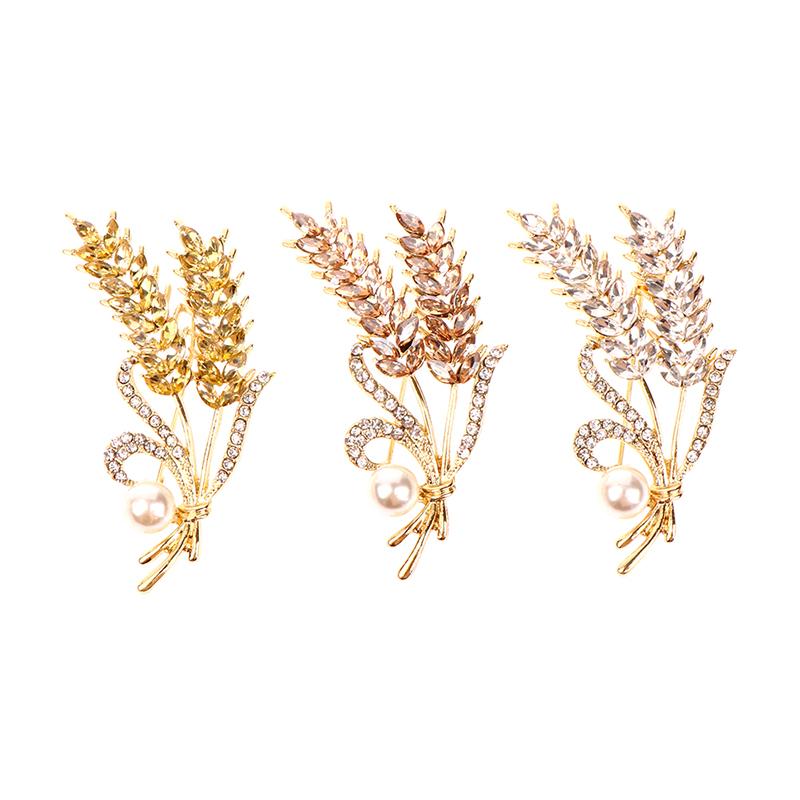 Роскошная Брошь в виде Пшеничного Колоса, Заколки для Воротника, Блестящие Женские Мужские Вечерние Броши, Ювелирный Подарок
