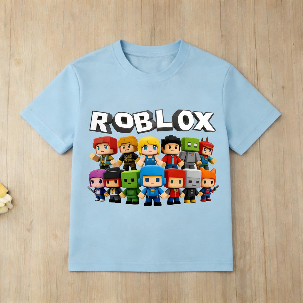 Футболка Roblox для мальчиков и девочек, с коротким рукавом, повседневная, дышащая, из мягкого хлопка, одежда для фанатов игр, для повседневной игры, дня рождения