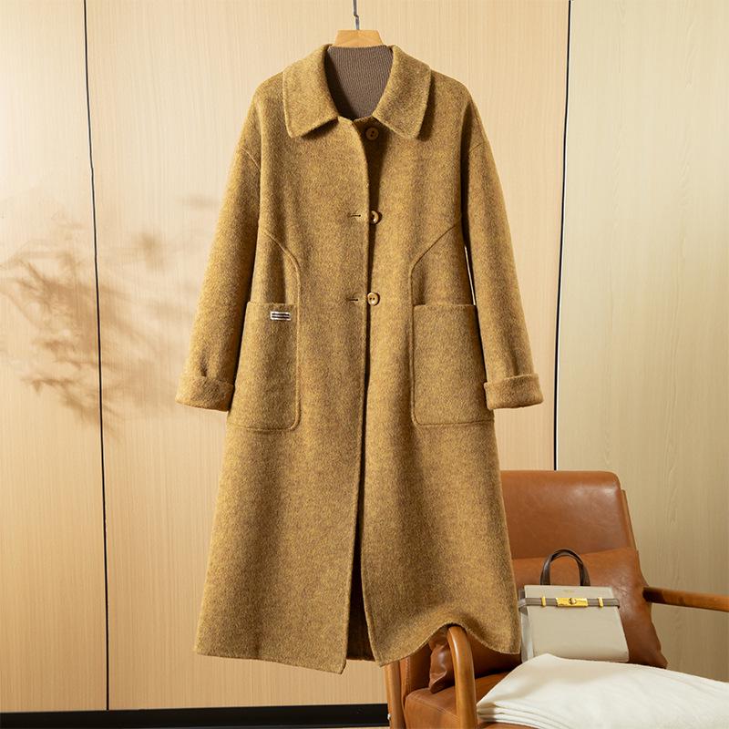 Women's Double-Sided Cashmere Over-the-Knee Coat - 2025 Autumn/Winter Lapel Style