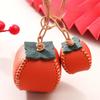 Pear Fruit Bag Pendant Persimmon Leather Keychain Funny DIY Material Package Keyring Bag Ornament