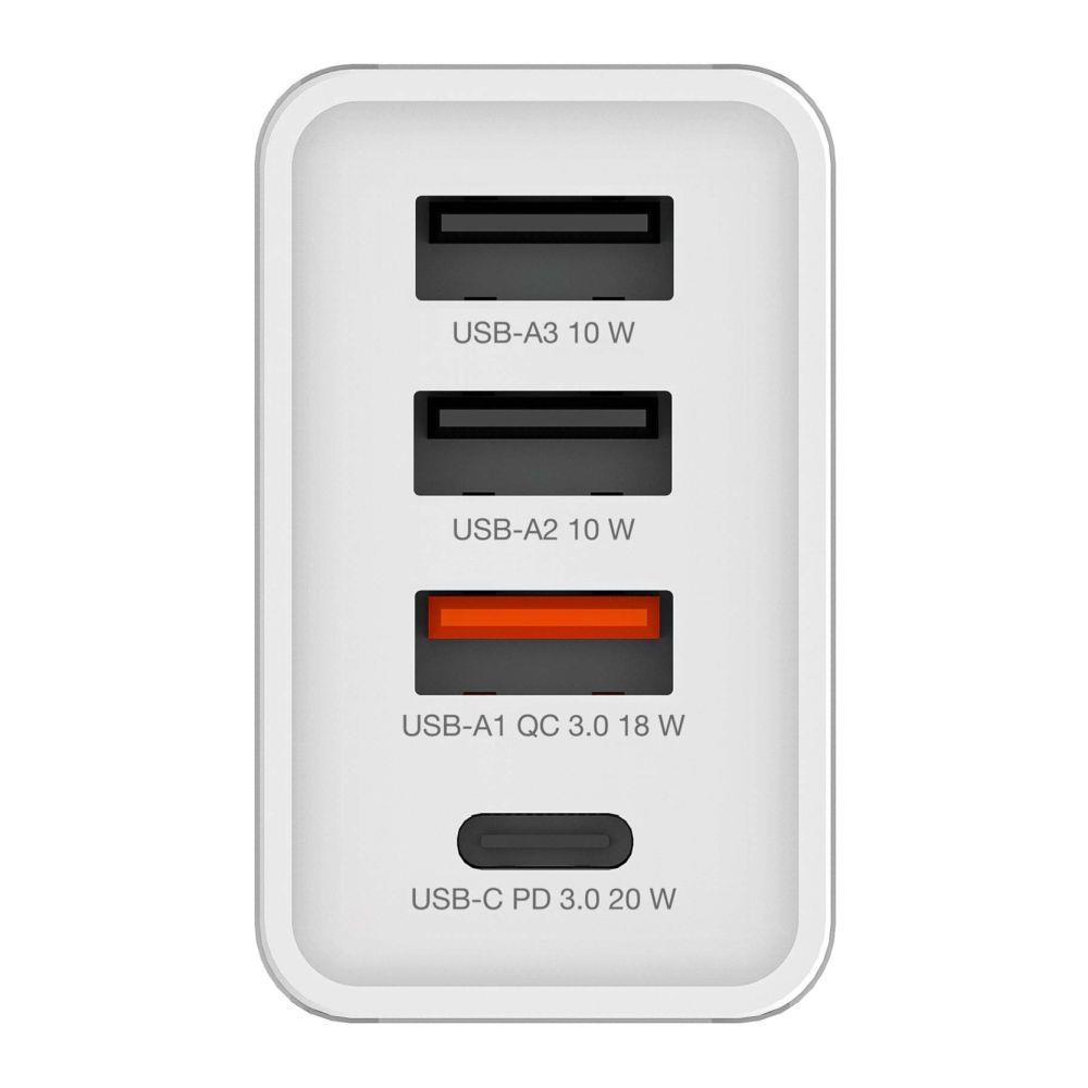 Ładowarka sieciowa Verbatim 1xUSB-C PD 20W 1xUSB-A QC 3.0 2xUSB-A 10W UE biała