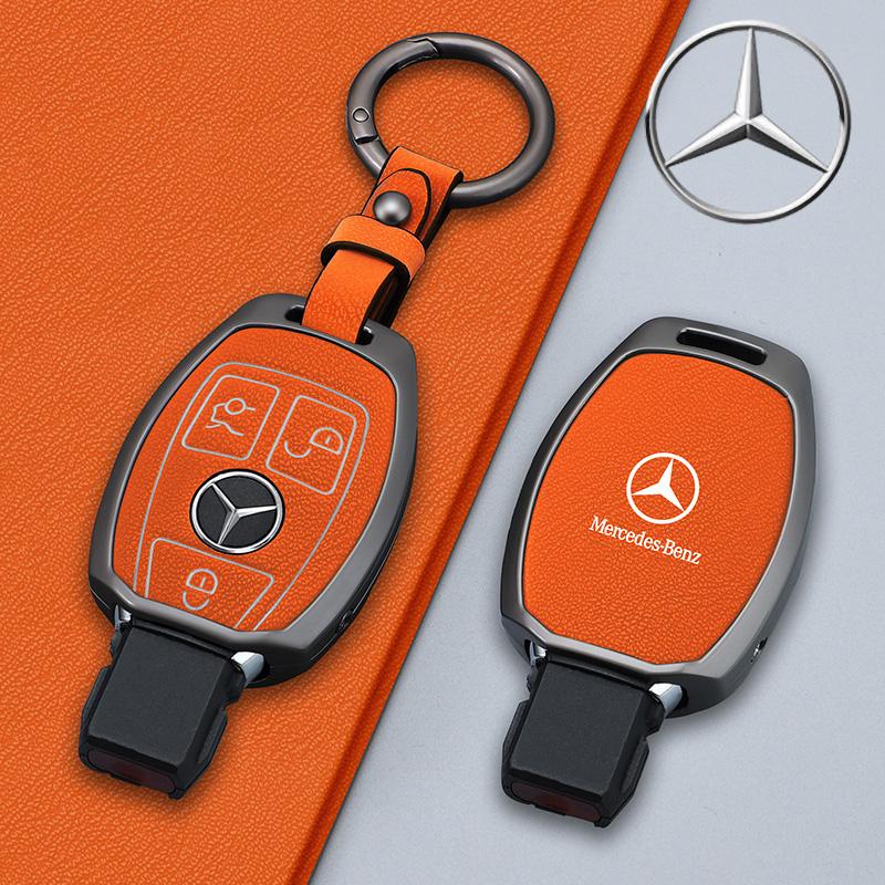 CSB1 Leather Car Remote Key Case Cover Shell Fob Keychain for Mercedes Benz A B G R Class GLA GLK W176 W204 W251 W463 AMG Accessories