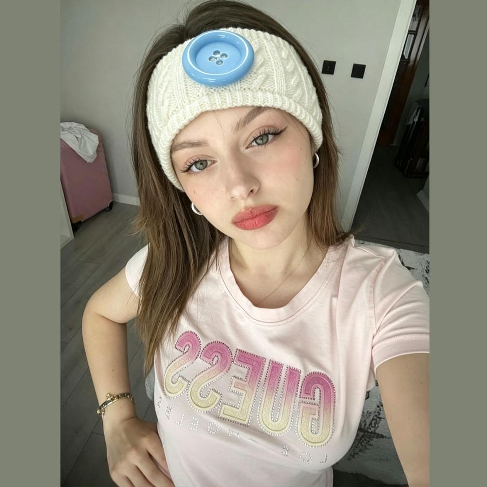 Colorful Button Knit Headband Wide Band Hair Wrap New Warm Hair Band Cold Weather Styling