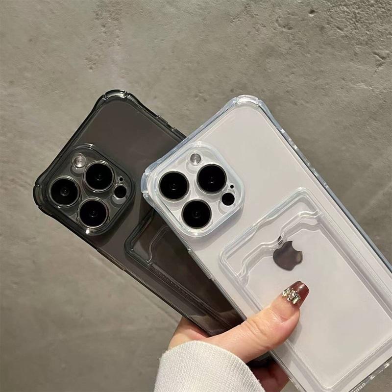 Прозрачный чехол-портмоне с отделением для карт для iPhone 17 16 15 14 13 12 11 Pro Max X XR 7 8 Plus. Противоударный мягкий чехол-кошелек.