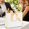 10pcs Elegant Gift Bags with Golden Bow Ribbon and Handles Gift Bags Gift Packing Bag for Wedding Birthday Housewarming Gifts White with Golden Border