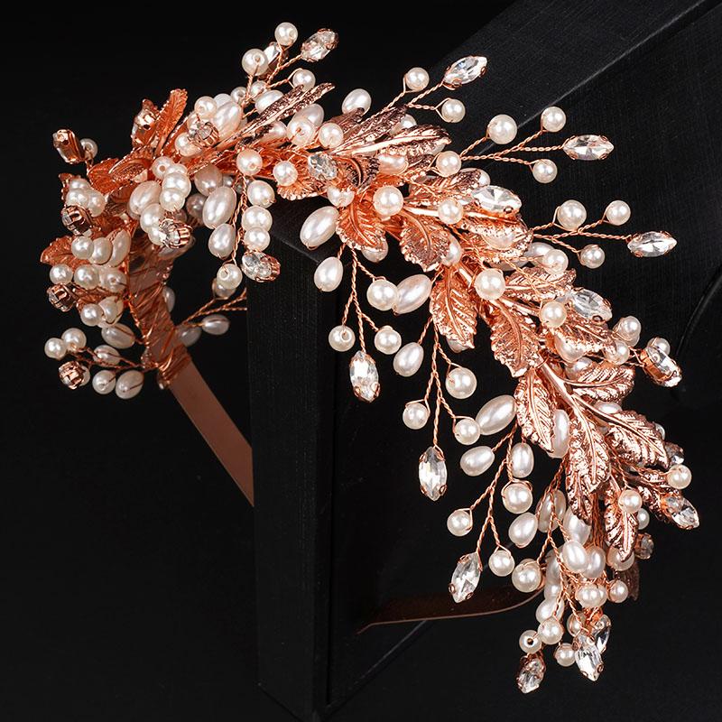 Trendy Preal Rhinestone Bridal Crown Luxury Alloy Leaf Wedding Hair Accessories For Women Brides Headdress Handmade Headpiece