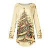 Футболки для женщин, осенние повседневные рубашки с длинными рукавами, толстовка с ретро-принтом, топ для рождественской вечеринки, пуловер