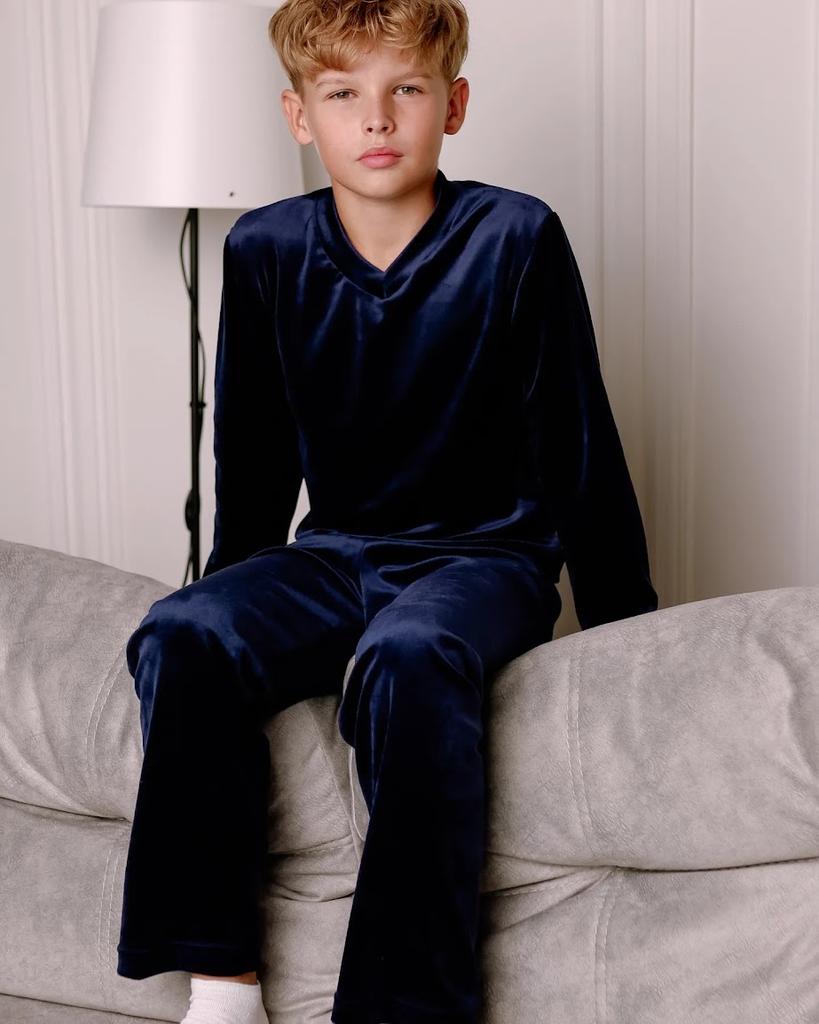 Пижама – Плюшевый велюровый комплект для мальчиков-подростков, Теплый зимний комфорт, Зима, 6412-030 HC