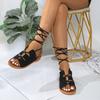 2025 лето новые сандалии с ремешком на щиколотке с круглым носком, удобная пляжная обувь, внешняя торговля, большой размер, сандалии на платформе женские