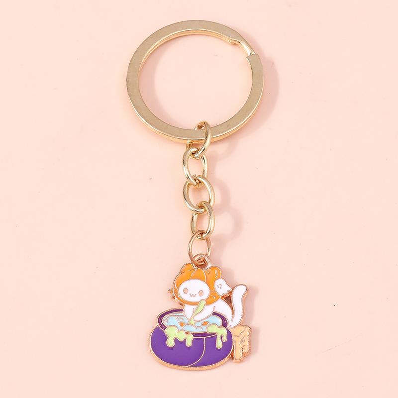 Cute Enamel Ghost Keychain Halloween Witch Pumpkin Bat Keyring Pendants for Car Key Holder Handbag Decor Jewelry  Accessories