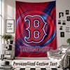 Wall Hanging Tapestry With Custom Name & Text, Boston Red Sox Decorative Tapestry For Bedroom