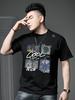 European Station 2025 Summer New Men's Round Neck Cartoon Print Short-Sleeve T-Shirt Trendy Half-Sleeve Tee Shirt