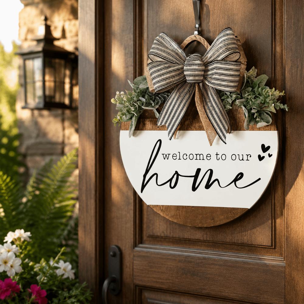 2D Flat Door Wreath Wooden Hanging Decoration Ornaments Wall Art Outdoor Decor