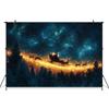 Mocsicka Christmas Photography Background Night Starry Sky Moon Forest Tree Decoration Santa Claus Children Party Photo Backdrop