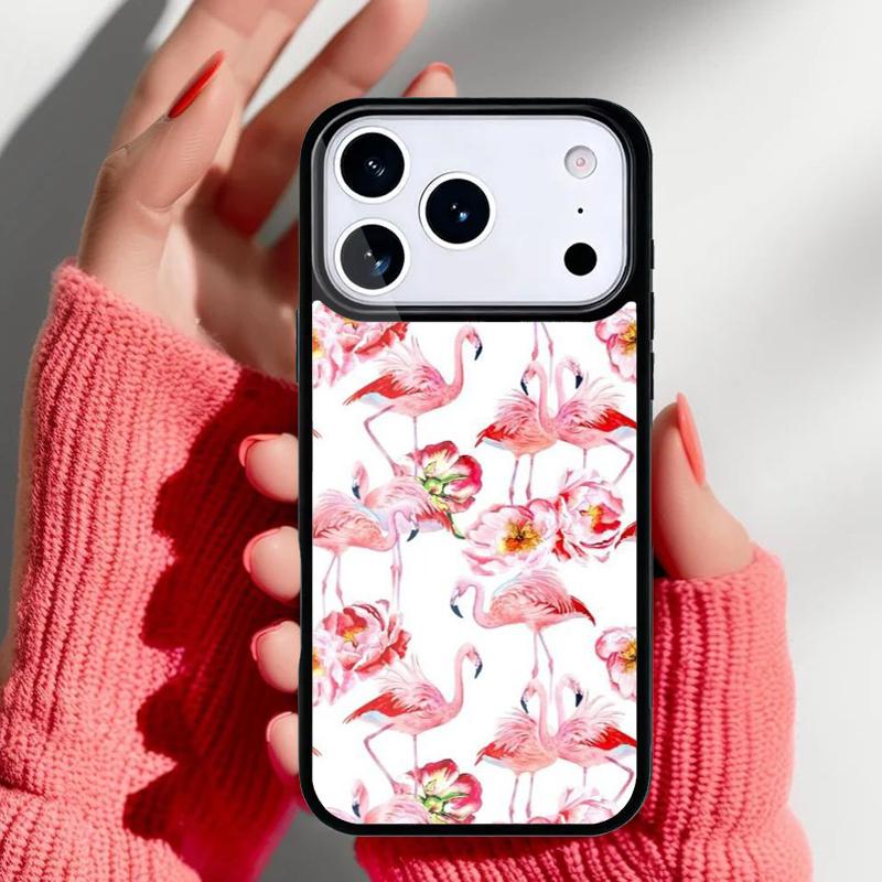 Мягкий чехол для телефона с фламинго для iPhone 17 16 15 14 13 Pro Max Задняя крышка для 12 11 Pro Coque