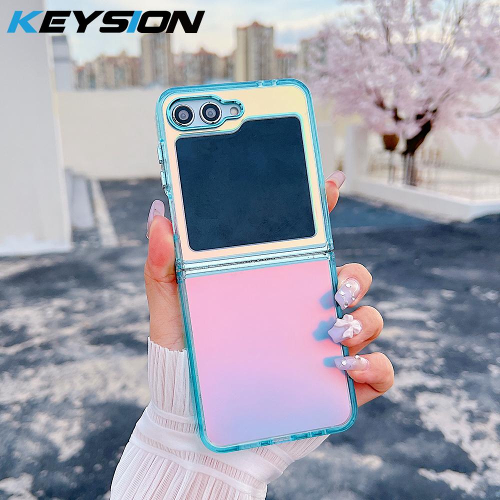KEYSION Модный лазерный градиентный цветной чехол для телефона Samsung Z Flip 6 5 5G TPU+PC Ударопрочная задняя крышка для Galaxy Z Flip 7 FE