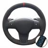 Car Accessories Hand Stitched Black Breathable Soft  Suede Leather Steering Wheel Cover For Tesla Model 3 Model Y 2017-