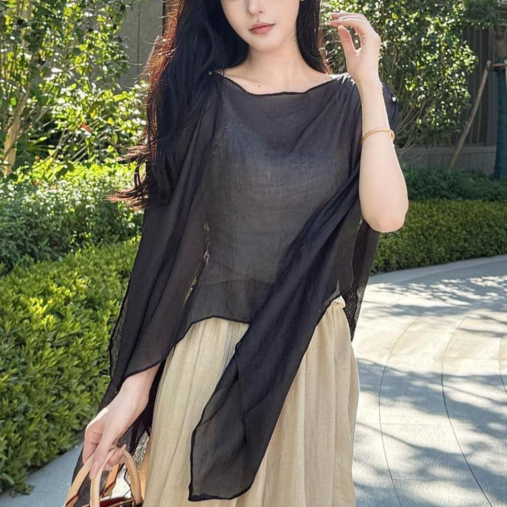 Thin Sun Protection Shawl Chiffon Trendy Scarf Versatile Air-conditioned Sweater  Women's Wear