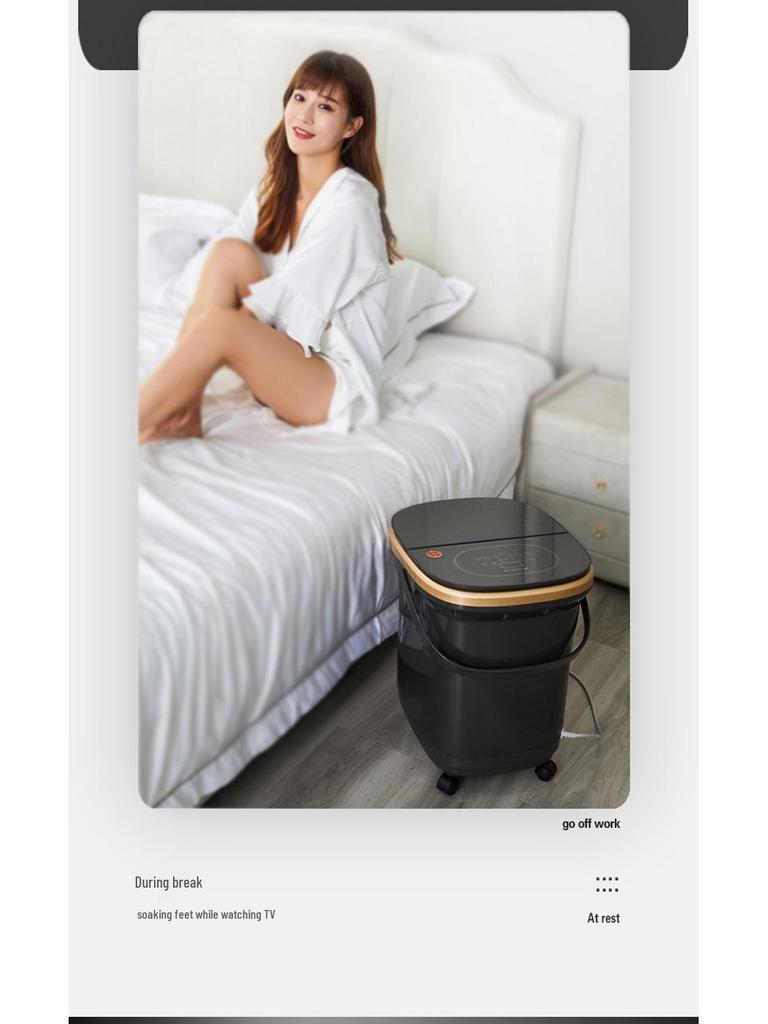 Chigo Space Gray Foot Spa Massager with Automatic Heating, Constant Temperature, Deep Basin, Calf-High Design, and Rollers.