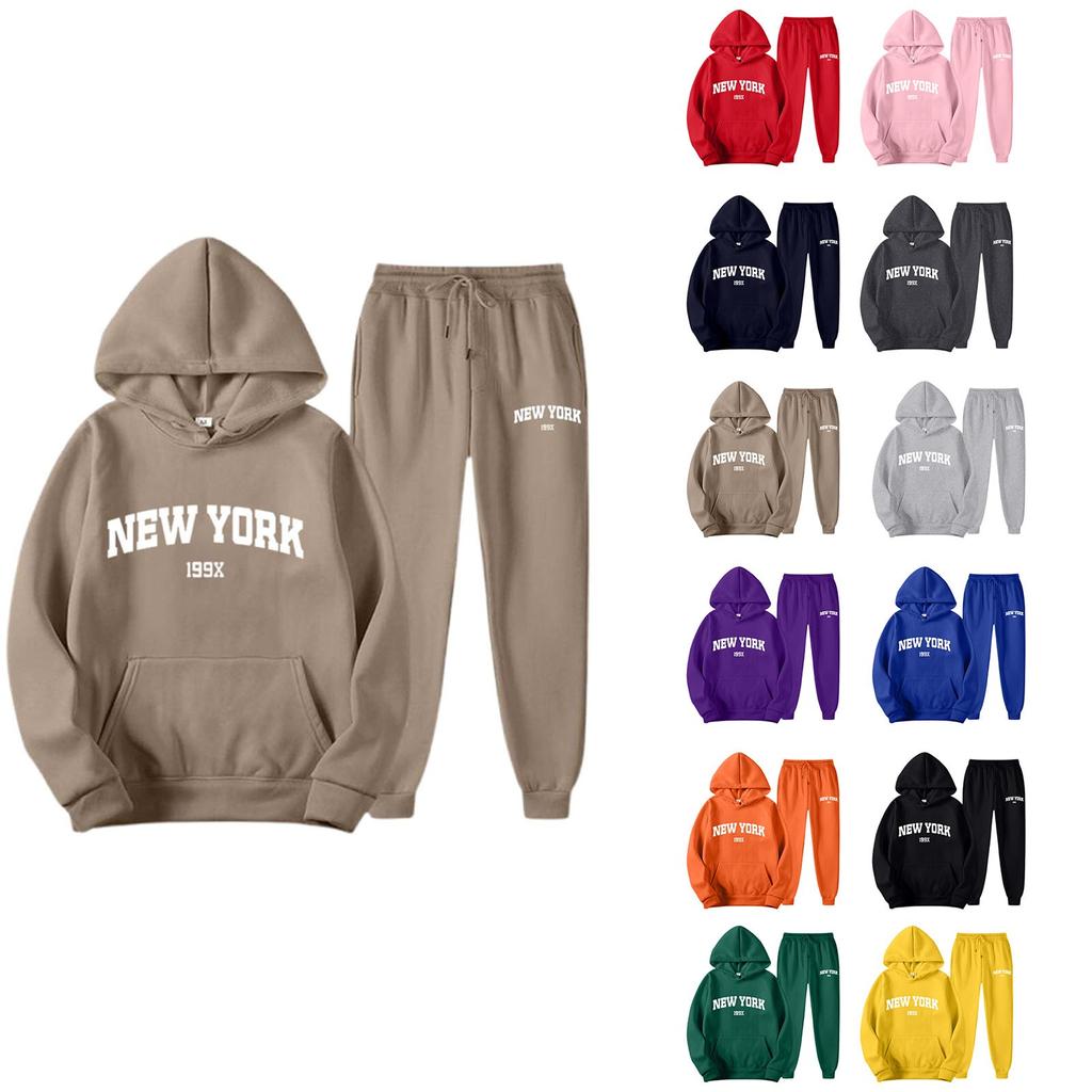 Женский спортивный спортивный костюм с капюшоном, комплект из двух предметов для бега, пуловер с длинными рукавами, толстовка + спортивные штаны, унисекс