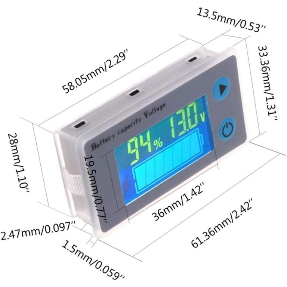 Многофункциональный ЖК-измеритель мощности для свинцово-кислотных аккумуляторов, измеритель напряжения с дисплеем температуры, дисплей батареи, дисплей напряжения, 12 В