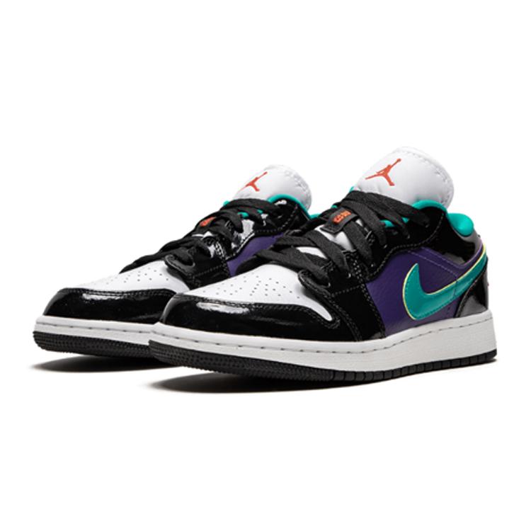 Jordan 1 Низкий Черный Пурпурный Турбо-Зеленый GS 553560-035