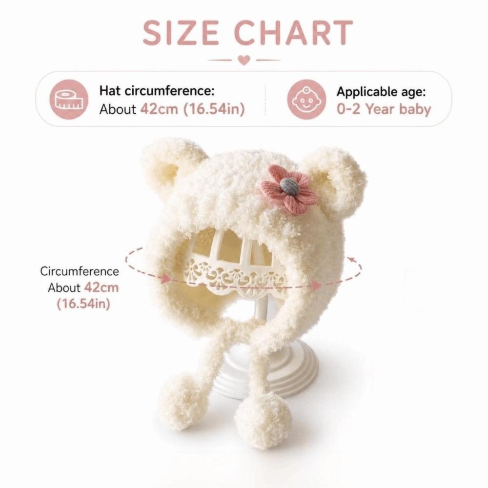 Cute Flower Children Beanie Caps Ear Protection Warm Bonnet Kids Plush Caps Newborn Toddler