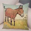 Vintage Style Farm Animal Cushion Cover for Children Room Sofa Plush Pillowcase Decor Cute Cartoon Cow Horse Lion Pillow Case