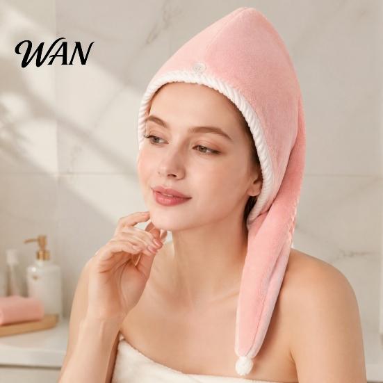 Gentle Hair Care Accessory Reversible Towel Wrap, Microfiber Turban with Button, Quick Dry, Absorbent Bath Cap Anti-frizz Drying for Women Long Thick