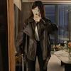 Women's Retro Brown Leather Biker Jacket - Autumn High-End Versatile Coat