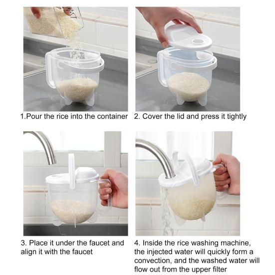 Ручная мойка риса Корзина для риса большой емкости Ополаскиватель Слив Быстрый слив Эргономичная ручка Фильтр тонкой очистки