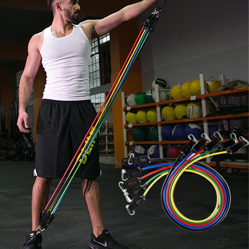 150 LBS Resistance Band Set 11PCS Exercise Bands Set Removable Elastic Band for Pilates Push Ups and Muscle Training