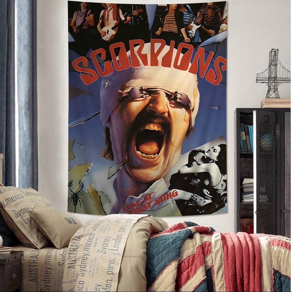 Большой настенный гобелен с изображением группы SScorpions, недорогой гобелен в стиле хиппи, богемный настенный гобелен с мандалой, декор для дома.