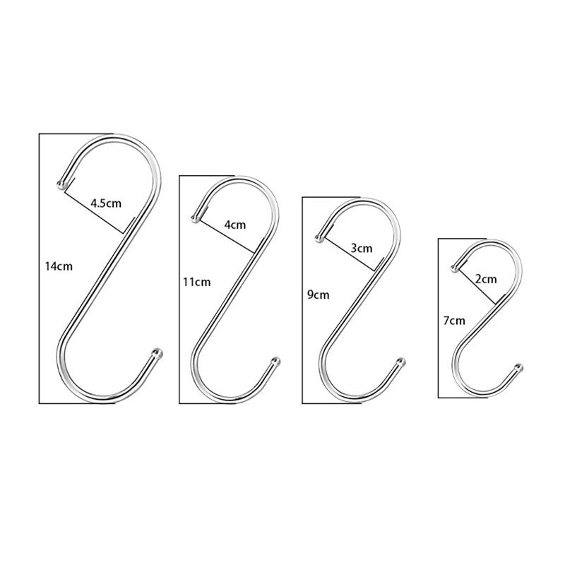 Stainless Steel S-Shape Hooks for Bathroom Hook Clothing Hanger Hanging Hooks for Butcher Shop Kitchen Storage Hooks