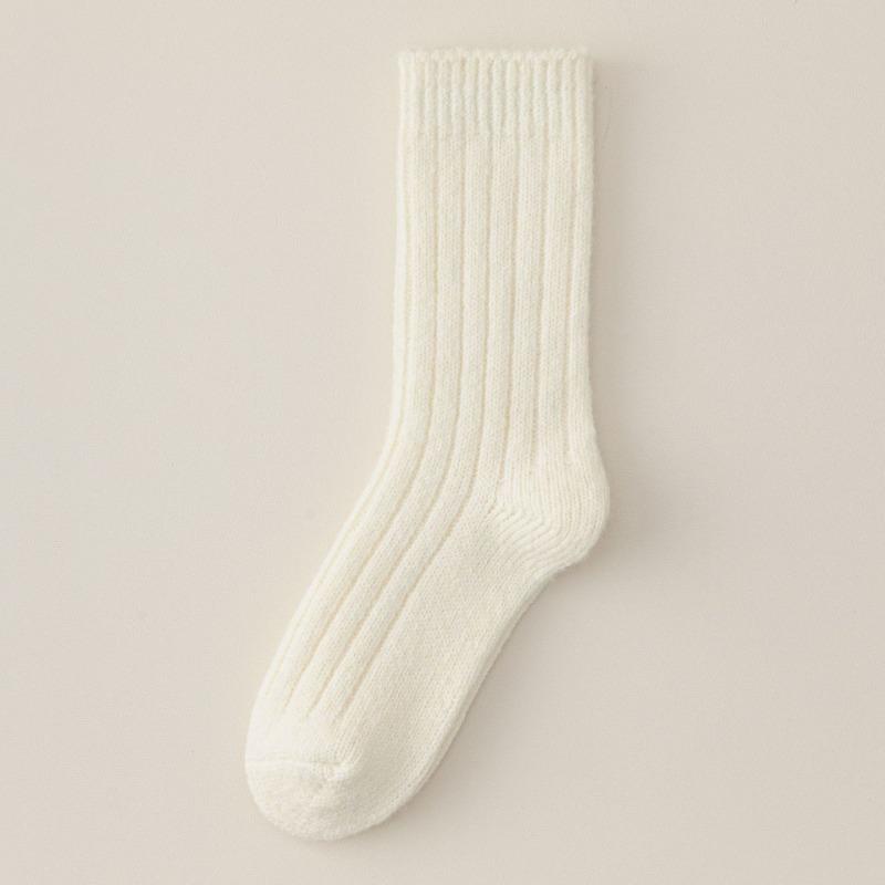 Женские однотонные простые классические носки из толстой игловой шерсти с бочкообразным ворсом