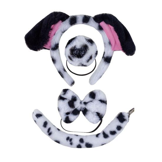 2/3/4 шт./компл., набор из собачьих ушей и колец для волос для взрослых и детей, плюшевый хлопковый наполнитель, нос, хвост, галстук-бабочка для косплея, рождественский подарок на вечеринку в честь Хэллоуина