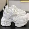Fashion White Chunky Sneakers Women New Autumn Hidden Heel Platform Sports Dad Shoes Woman Lace Up Breathable Mesh Casual Shoes 8CM