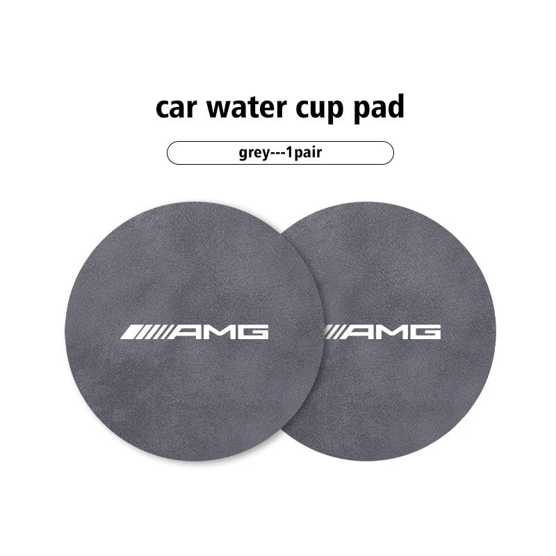 ZGAP4 2pcs Car Coaster Anti-slip Mat Sheepskin Water Cup Holder Pad For Mercedes Benz AMG W204 W205 W203 W211 W201 W210 W108 W124 W126