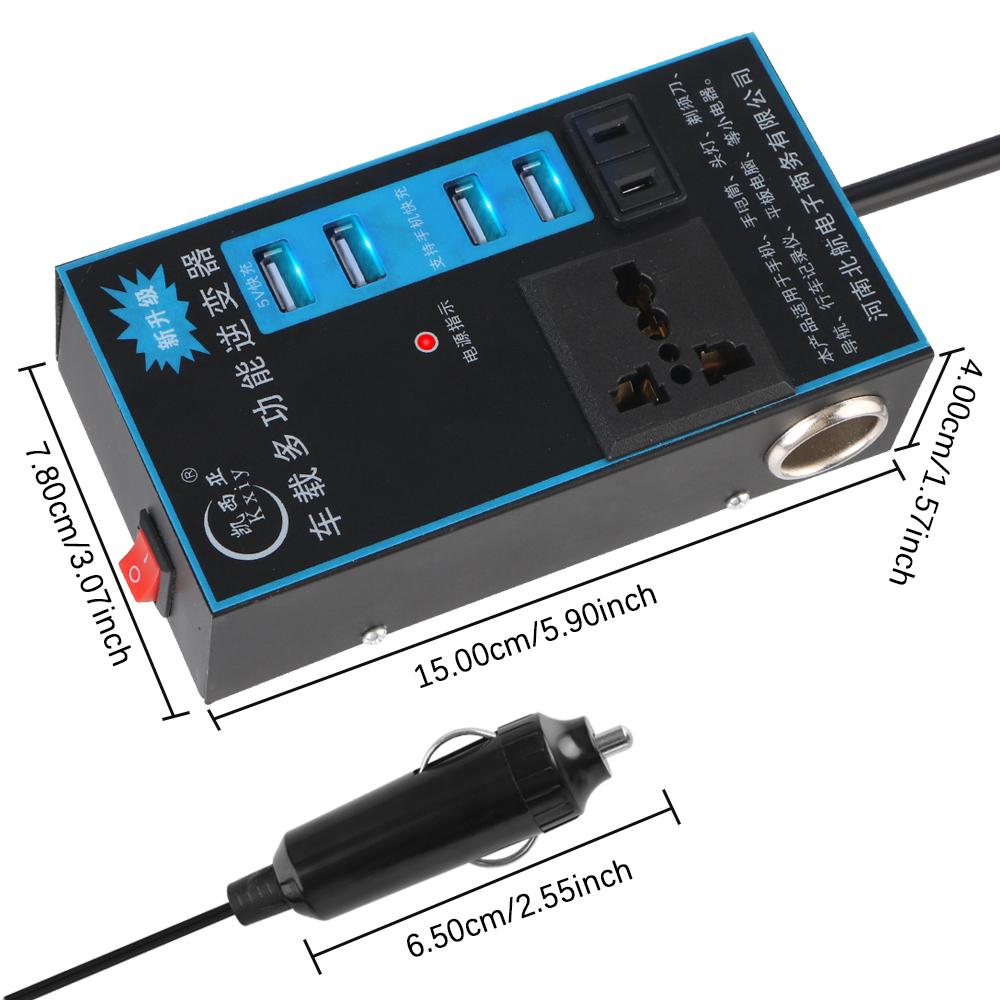 Адаптер питания 200 Вт Переключатель ВКЛ/ВЫКЛ 8 портов розеток Автоаксессуары QC 3.0 Автомобильный инвертор DC 12 В/24 В в AC 110 В/220 В Преобразователь Зарядные устройства USB/PD/Type-C