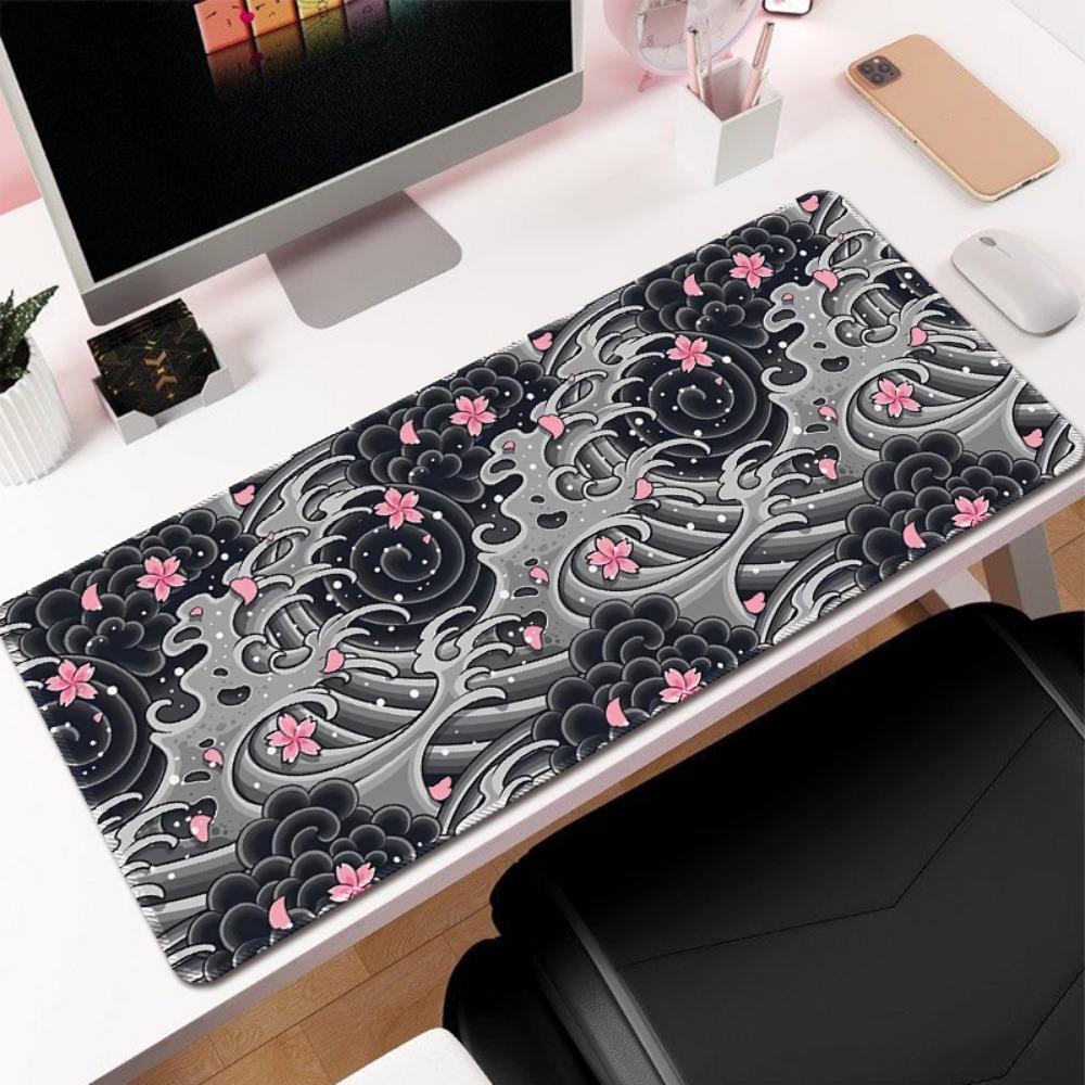 Ink Cherry Blossom Mouse Pad Large Office Desk Pad Life Black and White Series Mouse Pad Rubber Non-slip