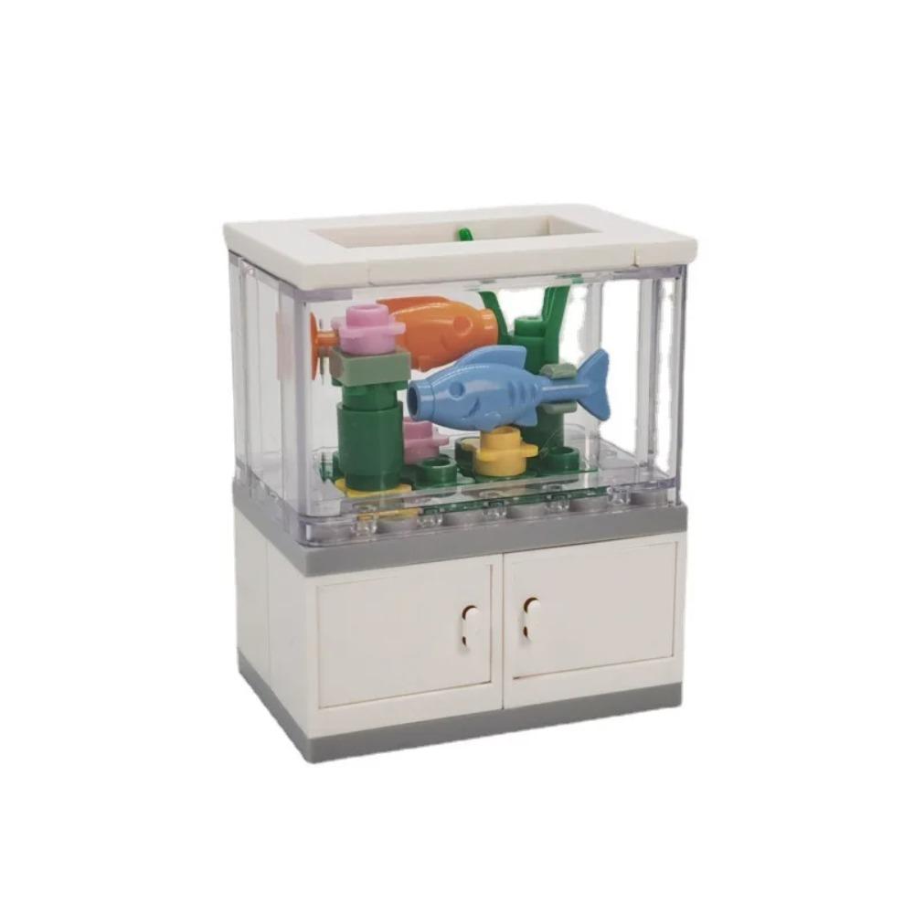 MOC City House Building Block Kitchen Office Bedroom Piano Bed Sofa icebox Lamp Bookshelf Fish Tank Bricks Set Toys