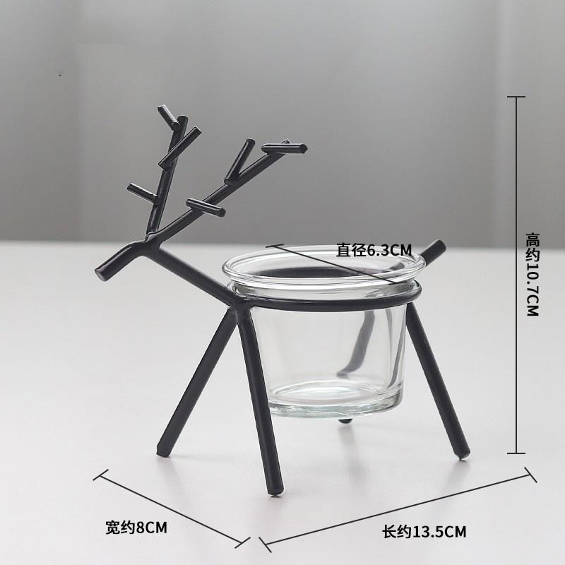 Nordic Simple Creative Wrought Iron Christmas Candlestick Deer Ornaments Dining Table Porch Layout