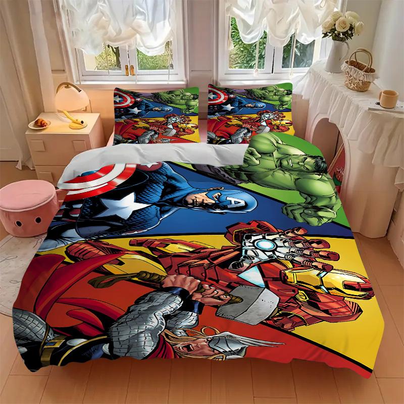 Avengers Heroes United Print 3Pcs Bedding Setduvet Cover With 2 Bedropillowcase Home Birthday Gift