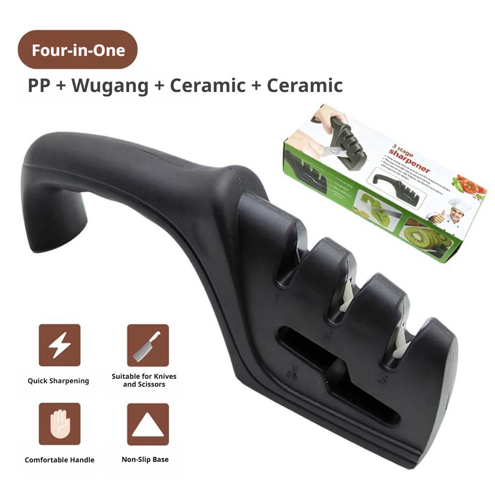 1-in-1 Knife Sharpener Professional Handheld Fast Sharpening Tool Non-Slip Base For Kitchen Knives Scissors Sharpeners