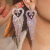 Temperament Luxurious Super Flash Rhinestone Long Fringed Earrings
