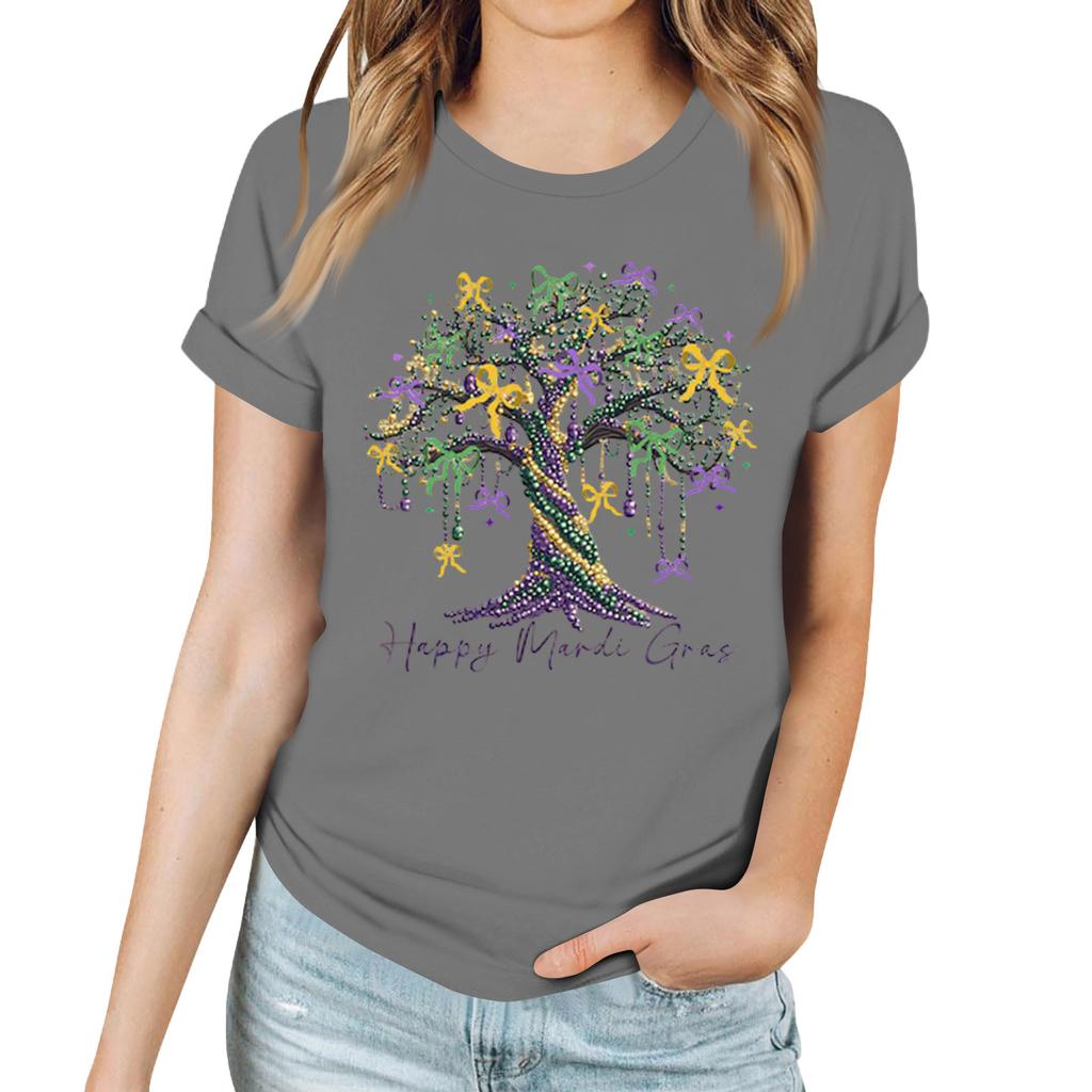 Женская повседневная футболка с карнавальным принтом, пуловер с круглым вырезом, топ с коротким рукавом