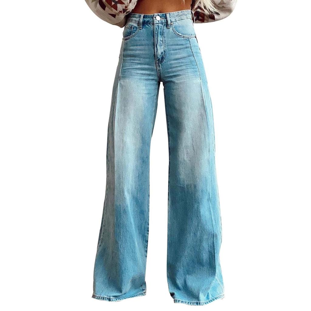 Женские модные повседневные универсальные винтажные широкие джинсы