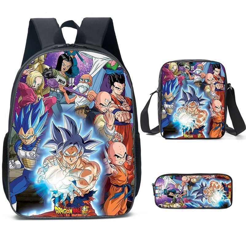 Dragon Ball Kids Backpack Set With Breathable Oxford Fabric For School Use
