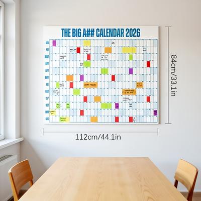 Календарь на 2026 год - Очень большой настенный планер с функциями личного планирования, многоцелевой офисный календарь для встреч и заметок